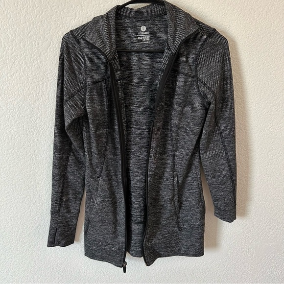 Old Navy Jackets & Blazers - Old Navy Normcore, Active, Gym, Black and White Striped Zip Jacket